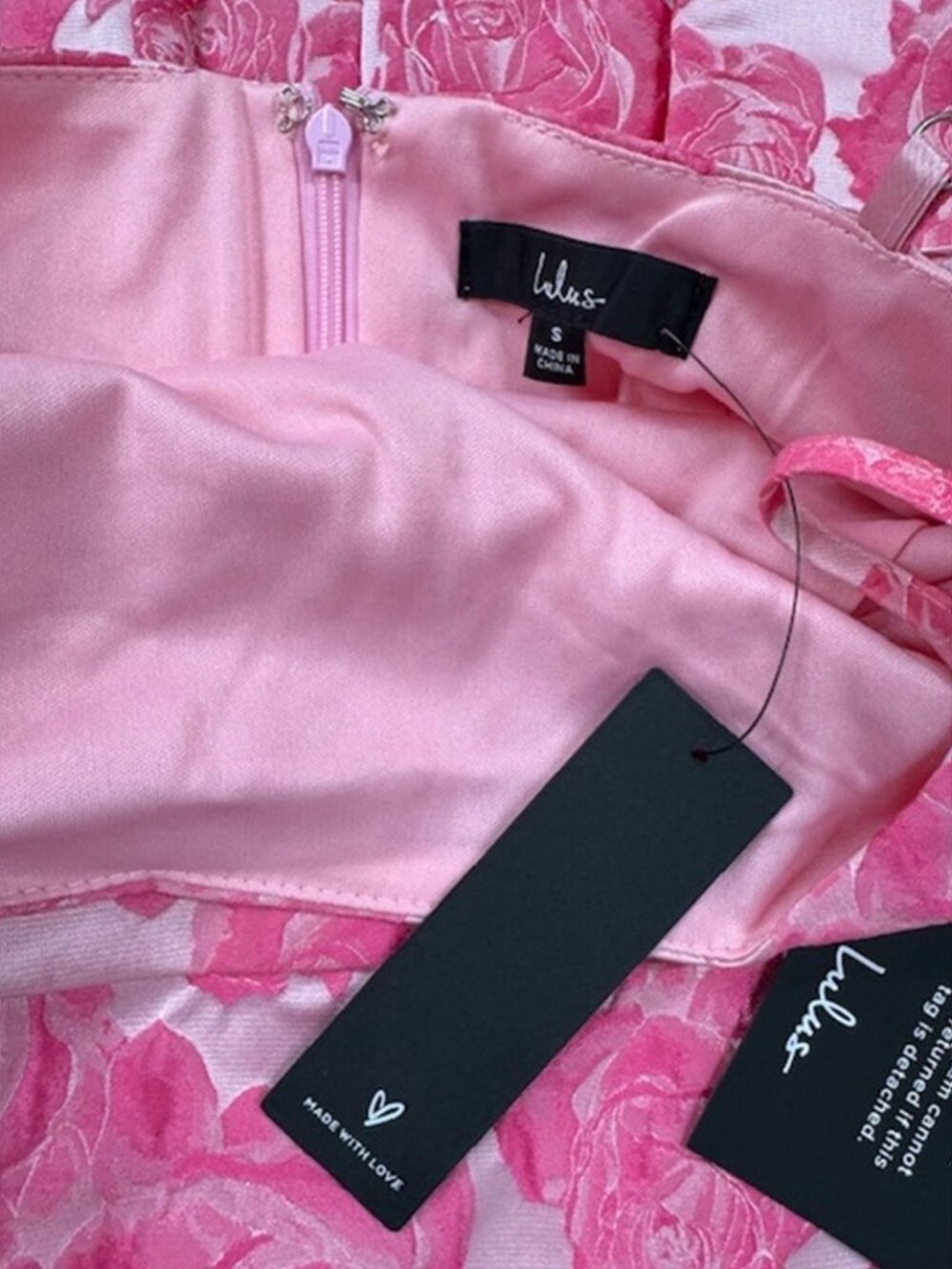 Lulus Flowery Fete Pink Floral Jacquard One-Shoulder Mini Dress NWT - Picture 7 of 9